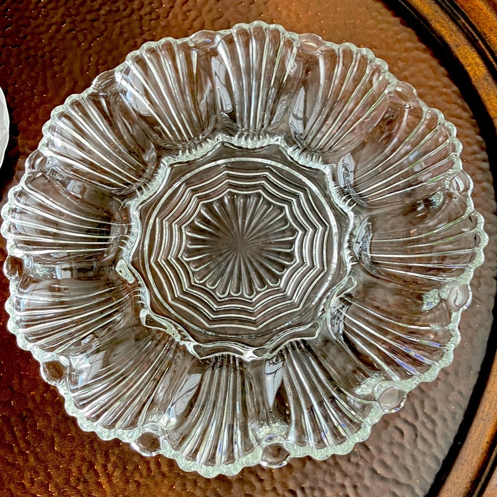 Elegant Clear Glass Deviled Egg Dish